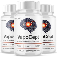 (3 Pack) VapoCept Nootropic Natural Brain Health Support Formula Vapo Cept 180 Capsules