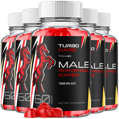 (5 Pack) Turbo Hard Gummy Advanced Male Support Supplement TurboHard 300 Gummies