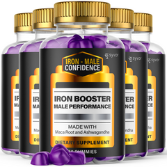 (5 Pack) Iron Male Confidence Men's, Iron Booster Gummies Supplement 300 Gummies
