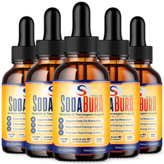 (5 Pack) SodaBurn Drops Natural Health & Fitness Formula Soda Burn 150 Servings