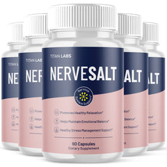 (5 Pack) NerveSalt Nootropic Natural Nerve Support Formula Nerve Salt 300 Capsules