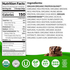 Orgain Organic Vegan Protein Powder, Creamy Chocolate Fudge