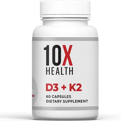 10X Health Vitamin D3 K2 - Support Bone Health, Heart and Teeth - 60 Capsules