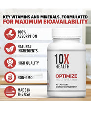 10X Health Optimize Methylated Multivitamin 90 Capsules