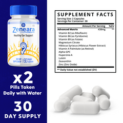 Zeneara, Healthy Ear Support for Ear Ringing & Tinnitus 300 Capsules (5 Pack)