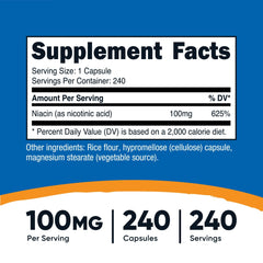 Nutricost Niacin (Vitamin B3) 100mg, 240 Capsules