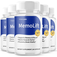 (5 Pack) MemoLift Pills - Brain Health & Cognitive Support Supplement 300 Capsules