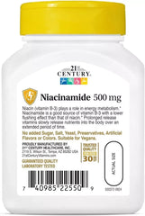 21st Century Niacinamide 500 mg Prolonged Release Tablets, 110-Count