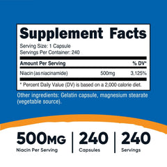 Nutricost Niacinamide (Vitamin B3) 500mg, 240 Capsules