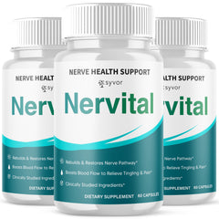 (3 Pack) Nervital Nootropic Natural Nerve Support Vitamin Formula 180 Capsules
