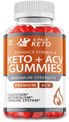 (1 Bottle) 6 Pack Keto ACV Gummies, Fat Burner, Appetite Suppressant (60 Gummies)