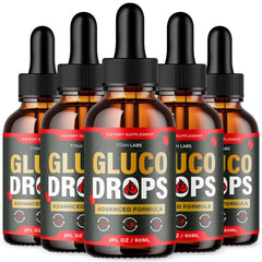 (5 Pack) Gluco Drops Blood Support Vitamin Supplement GlucoDrops 150 Servings