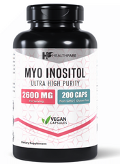 Healthfare Myo Inositol 2600mg 200 CAPS Ultra Strength PCOS Fertility Boost USA - ARMOLEY