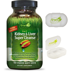 IRWIN NATURALS Kidney Liver 2 in 1 Super Cleanse 60 Count, with Pill Case