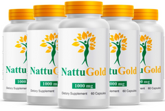 Nattu Gold Weight Loss Pills, NattuGold Supplement Capsules ( 5 Pack 300 Capsules)