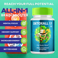 Detoxall 17 Pills, Detoxall 17 Brain Boosting Nootropic (3 Pack - 180 Capsules)