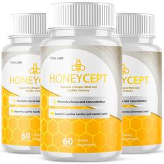 (3 Pack) Honeycept Nootropic All Natural Brain Supplement Honey Cept 180 Capsule