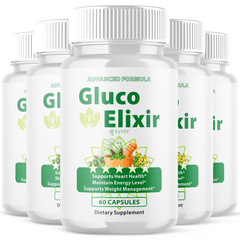 (5 Pack) Gluco Elixir Blood Advanced Support Glycogen Supplement 300 Capsules