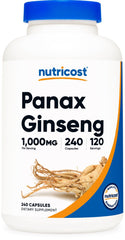 Nutricost Panax Ginseng 1000mg, 240 Capsules - Non GMO, Gluten Free, 120 Serving