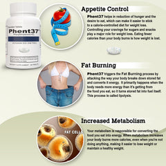 Phent37 Speckled Tablets Appetite Control, Fat Burner Phenylethylamine Energy 60 Tablet