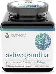 Youtheory Ashwagandha Dietary Supplement - 60 Vegetarian Capsules